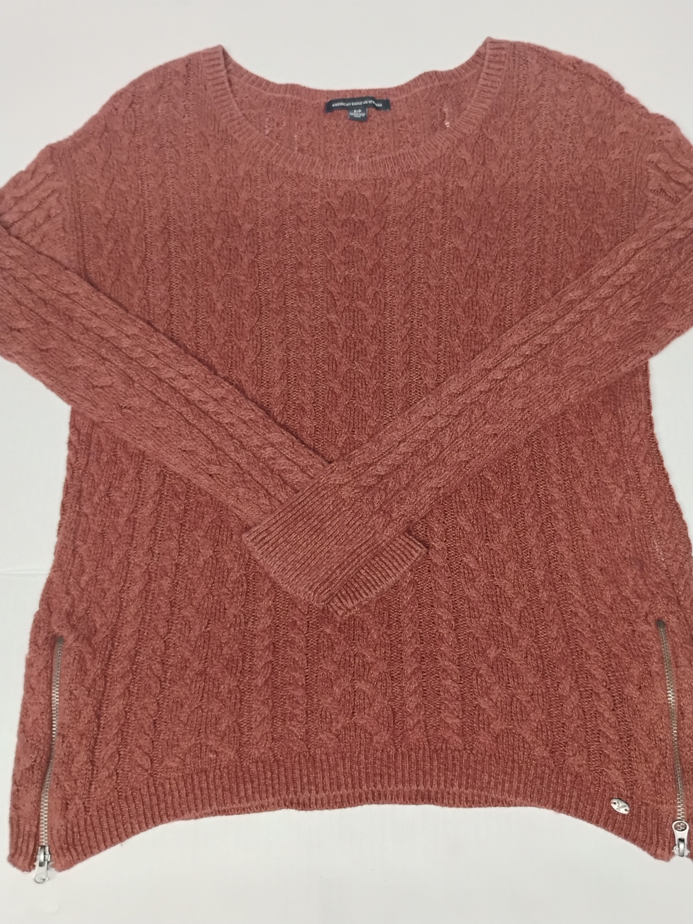 Cable Knit Crewneck Sweater in Dusty Rose by Christopher & Banks